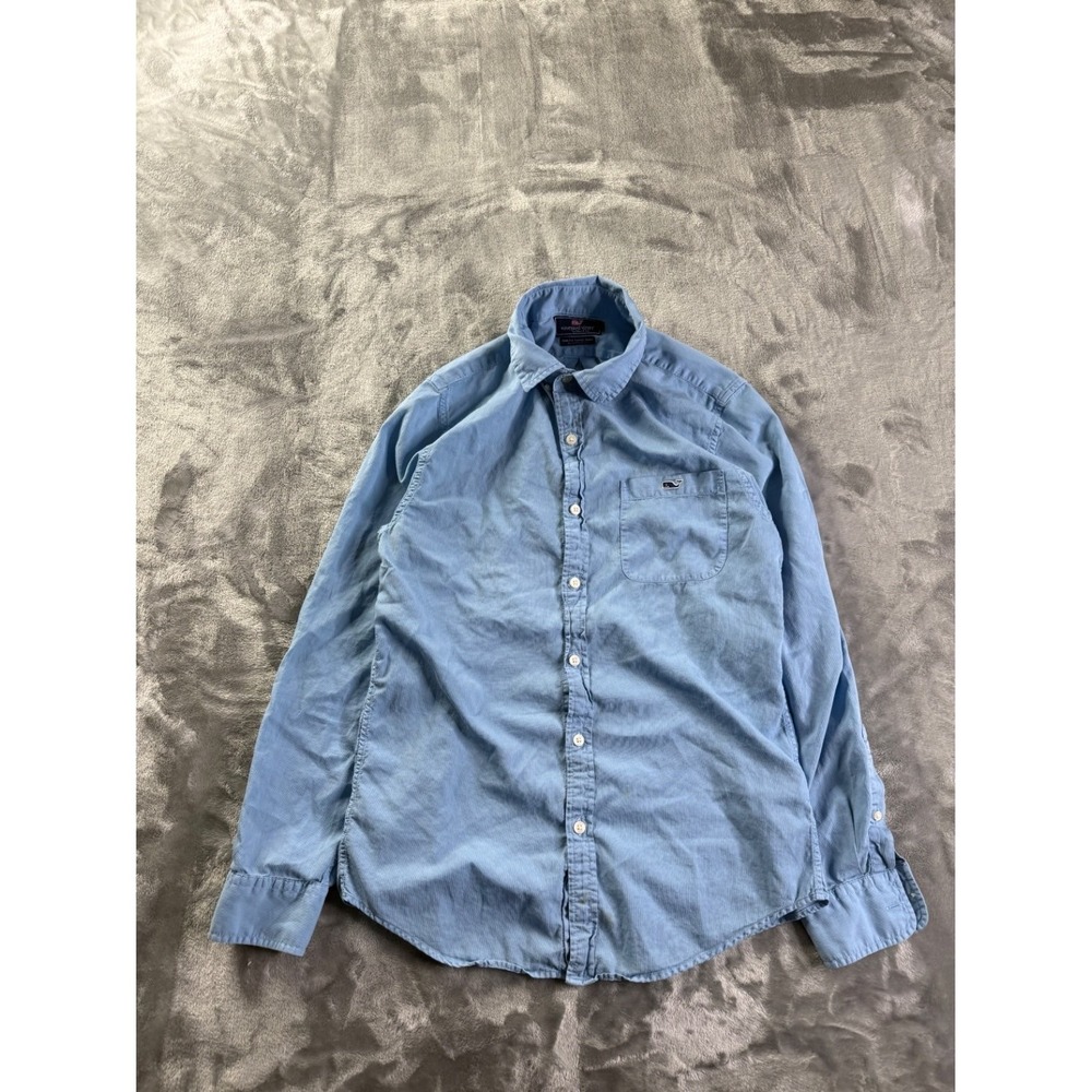 Vineyard Vines Slim Fit Tucker Shirt Mens S Blue Button-Down Collar‎ Cotton silk